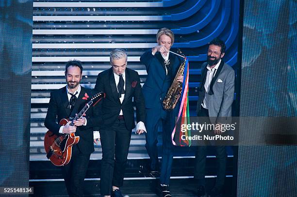 Morgan and Bluvertigo attends the 66th Sanremo Music Festival on February 12, 2016.