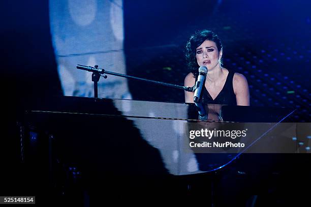 Dolcenera attends the 66th Sanremo Music Festival on February 12, 2016.