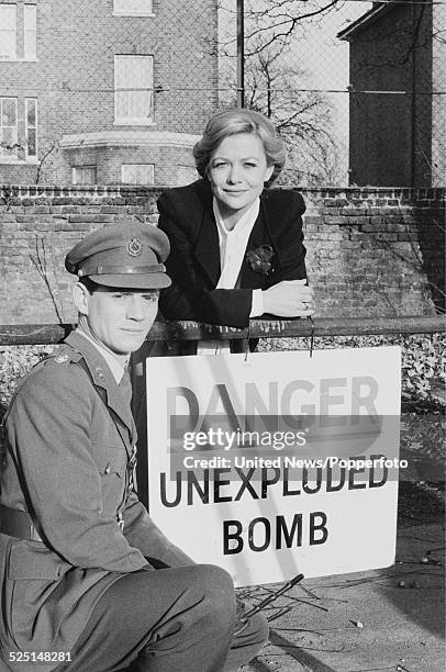 English actors Anthony Andrews and Judy Geeson pictured together in character as Brian Ash and Susan on the set of the television drama series Danger...