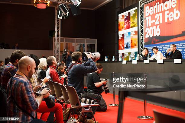 Producer Christine Vachon,Producer David Hinojosa,Actor Nick Jonas and Director Andrew Neel at the 'Goat' Press Conference during the 66th Berlinale...