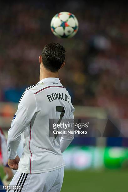 Cristiano Ronaldo of Real Madrid during the UEFA Champions League Quarter Final First Leg match between Club Atletico de Madrid and Real Madrid CF at...