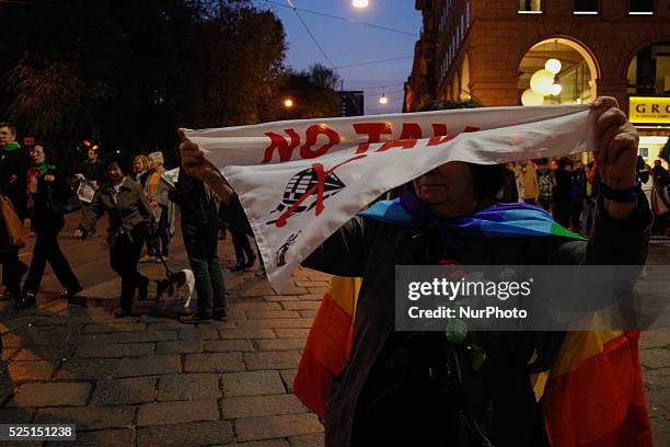 Torchlight for the 70th anniversary of the Liberation of Italy on April 24, 2015 in Turin, Italy. April 25 is the symbol of the victorious struggle...