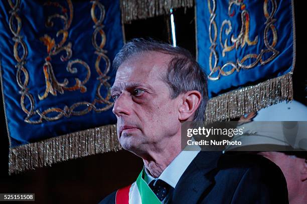 Torchlight for the 70th anniversary of the Liberation of Italy on April 24, 2015 in Turin, Italy. April 25 is the symbol of the victorious struggle...