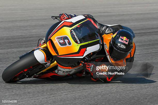 German's MotoGP rider Stefan Bradl of Forward Racing Team in action during the last day of Sepang MotoGP test 2 at Sepang International Circuit near...