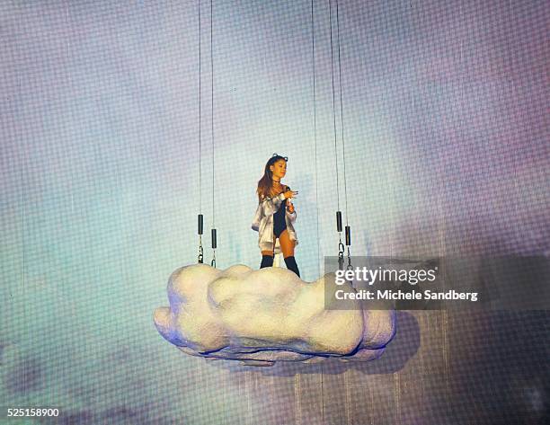 July 18, 2015 Singer Ariana Grande performs her Honeymoon tour with singer Prince Royce in Fort Lauderdale, Florida