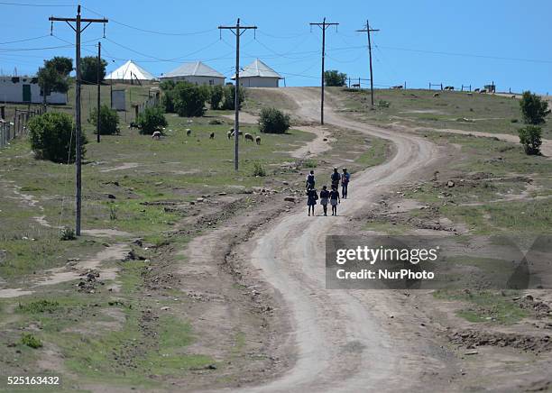 Typical view and buildings in Mthentu Administrative Area, Mandela's homeland of Mthatha, Eastern Cape, South Africa.