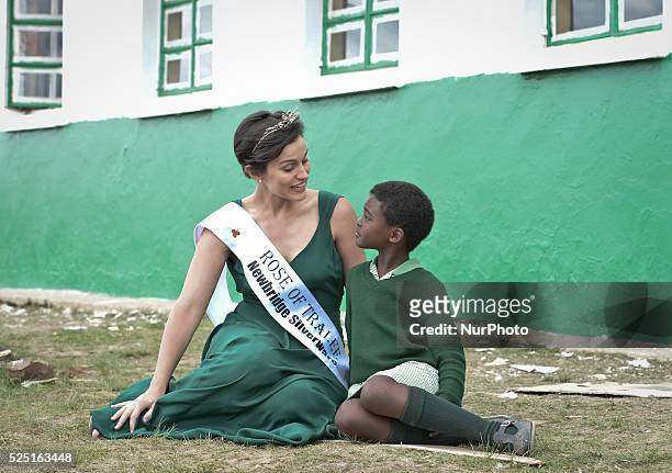 Rose of Tralee, Maria Walsh with Asonele Mngxobolo in Mandelas homeland of Mthatha, Eastern Cape, South Africa.