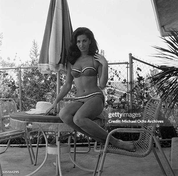 Actress Edy Williams poses in her bathing suit at home in Los Angeles,CA.
