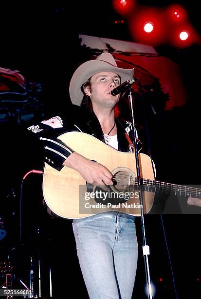 Country musician Dwight Yoakam performs, Chicago, Illinois, October 5, 1993.