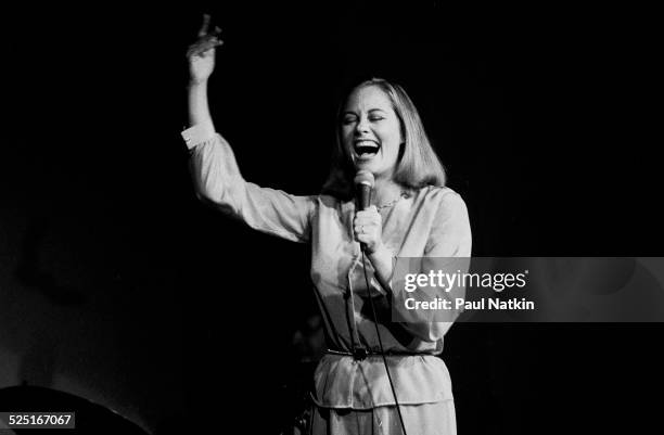 Actress Cybil Shepherd onstage, Chicago, Illinois, April 5, 1980.