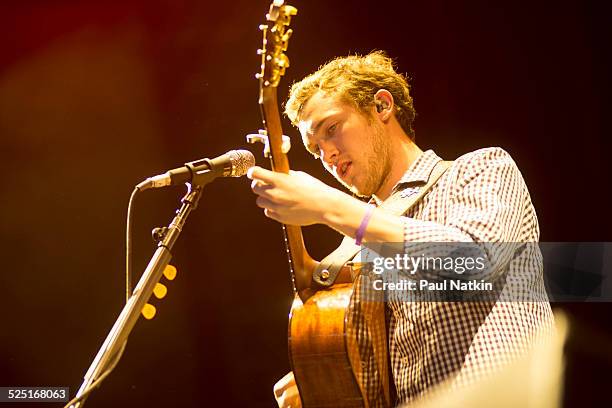 Musician Phillip Phillips performs at the First Midwest Bank Amphitheater, Tinley Park, Illinois, August 9, 2013.