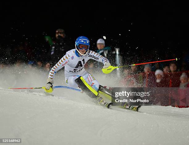 Denise Feieeabend from Switzerland, during the 6th Ladies' slalom 1st Run, at Audi FIS Ski World Cup 2014/15, in Flachau. 13 January 2014, Picture...