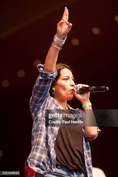 Chilean rapper Ana Tijoux performs at the Pritzker Pavilion in Millenium Park, Chicago, Illinois, July 23, 2012.