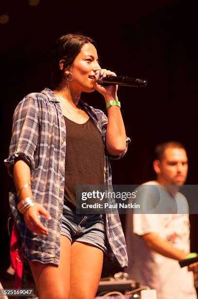 Chilean rapper Ana Tijoux performs at the Pritzker Pavilion in Millenium Park, Chicago, Illinois, July 23, 2012.