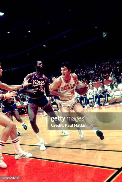 Basketball player Jerry Sloan , of the Chicago Bulls, on the court at Chicago Stadium, Chicago, Illinois, 1972.