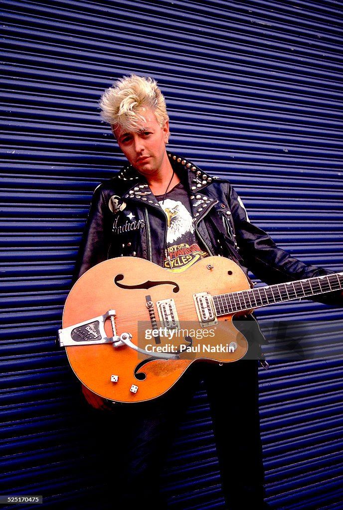 Portrait of musician Brian Setzer, Milwaukee, Wisconsin, July 1, 1988 ...