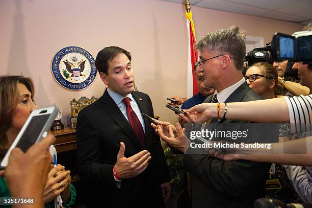 Seen Here From A Press Conference Held In Miami on Cuban Policy back in December 2014, news has broken that Marco Rubio may announce he is running...