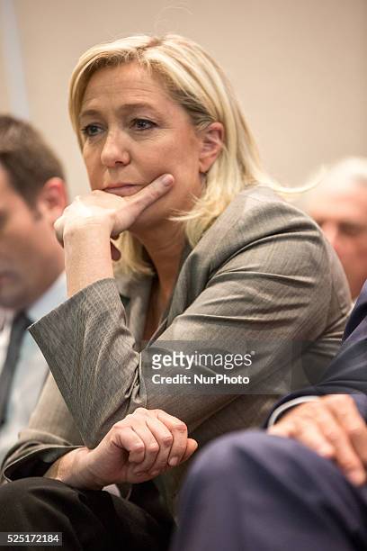 France Front National party president Marine Le Pen during the far right mouvemnt launched on 2nd June, 2015 in Paris the new corporate CLIC, culture...