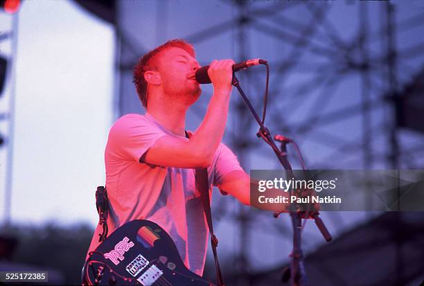 Musician Thom Yorke, of group Radiohead, performs, Chicago, Illinois, August 3, 2001.