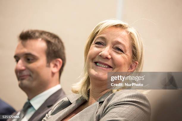 France Front National party president Marine Le Pen during the far right mouvemnt launched on 2nd June, 2015 in Paris the new corporate CLIC, culture...