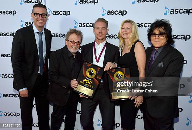 Honoree Diplo and ASCAP Vice President, Pop/Rock Marc Emert-Hutner, ASCAP President and Chairman Paul Williams, ASCAP CEO Elizabeth Matthews and...