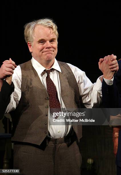 Phillip Seymour Hoffman during the Opening Night Performance Curtain Call for Death Of A Salesman at The Barrymore Theatre New York City on 3/15/2012.