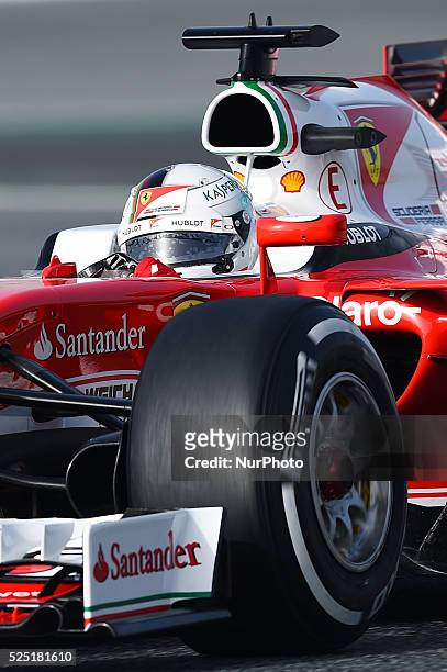 The German driver, Sebastian Vettel, from Ferrari team, in action during the 2nd day of Formula One tests days in Barcelona, 23rd of February, 2016.
