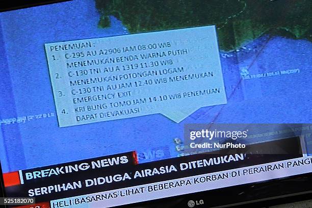 Picture showing the location of the suspected area is found from the flake airline Air Asia flight lost QZ 8501 as shown in one of the local...