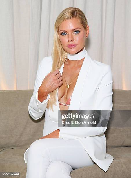 Sophie Monk attends the launch of the collaboration between LXE and Oracle Fox 'La Muse Parisienne' at Missy French on April 28, 2016 in Sydney,...