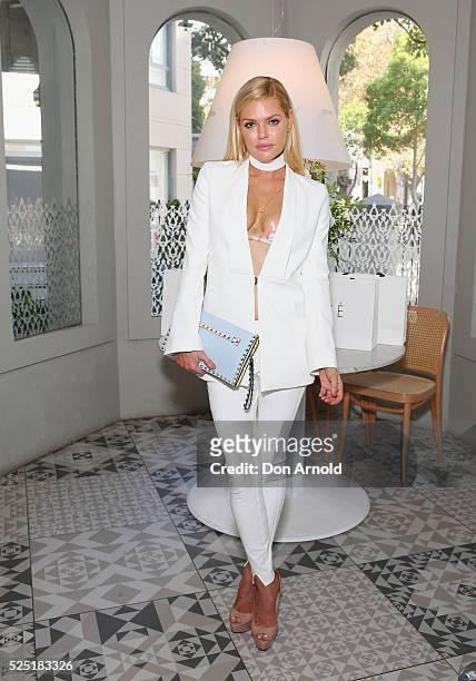 Sophie Monk attends the launch of the collaboration between LXE and Oracle Fox 'La Muse Parisienne' at Missy French on April 28, 2016 in Sydney,...