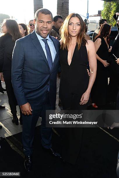 Actors Jordan Peele and Chelsea Peretti attend a special presentation of Warner Bros.' "Keanu" at ArcLight Cinemas Cinerama Dome on April 27, 2016 in...