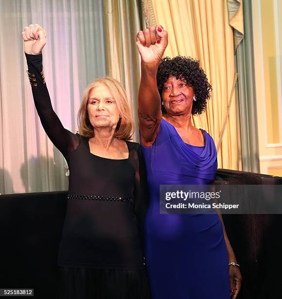 Journalist Gloria Steinem and author Dorothy Pitman Hughes attend Ms. Foundation For Women 2016 Gloria Awards Gala at The Pierre Hotel on April 27,...