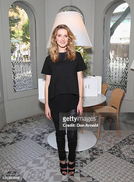 Kate Waterhouse attends the launch of the collaboration between LXE and Oracle Fox 'La Muse Parisienne' at Missy French on April 28, 2016 in Sydney,...
