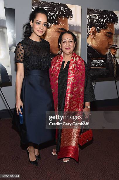 Actress Devika Bhise with her mother, Swati Bhise attend "The Man Who Knew Infinity" New York screening at Chelsea Bow Tie Cinemas on April 27, 2016...