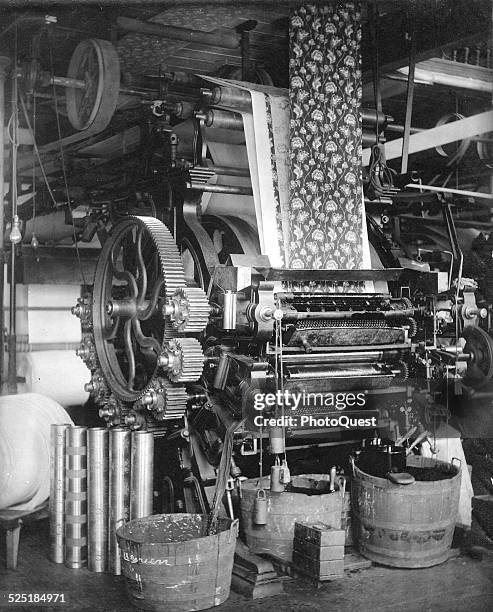 Manufacturing process of cloth in an American textile mill, 1920s.