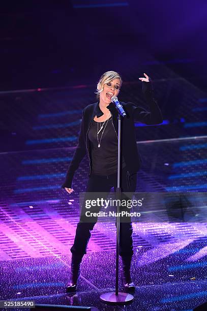 Irene Grandi attends the thirth night of 65th Festival di Sanremo on February 12, 2015 in Sanremo, Italy.