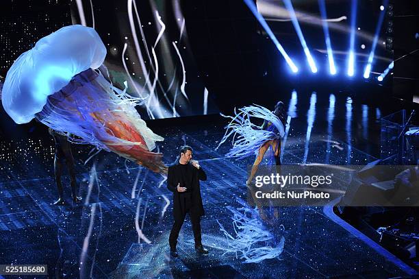 Gianluca Grignani attends the thirth night of 65th Festival di Sanremo on February 12, 2015 in Sanremo, Italy.