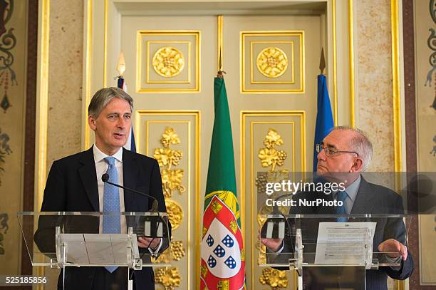 The Portuguese Minister of State and Foreign Affairs, Rui Machete receives in Lisbon, on February 18, 2015 his United Kingdom counterpart, Philip...