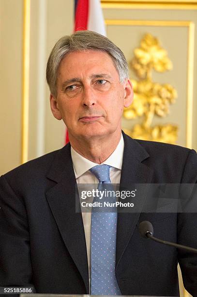 The Portuguese Minister of State and Foreign Affairs, Rui Machete receives in Lisbon, on February 18, 2015 his United Kingdom counterpart, Philip...