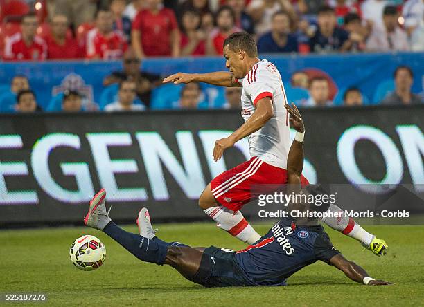 Paris St. Germain's Serge Aurier and SL Benfica's Lima in the International Champions Cup in Toronto.