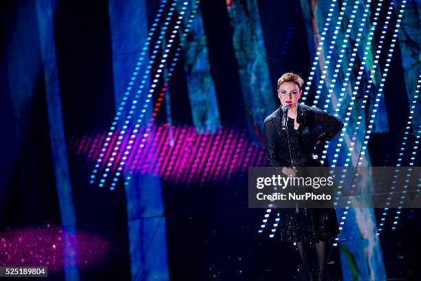 Arisa attend the closing night of 66th Festival di Sanremo 2016 at Teatro Ariston on February 13, 2016 in Sanremo, Italy.