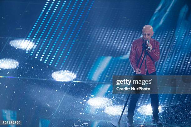 Enrico Ruggeri attend the closing night of 66th Festival di Sanremo 2016 at Teatro Ariston on February 13, 2016 in Sanremo, Italy.