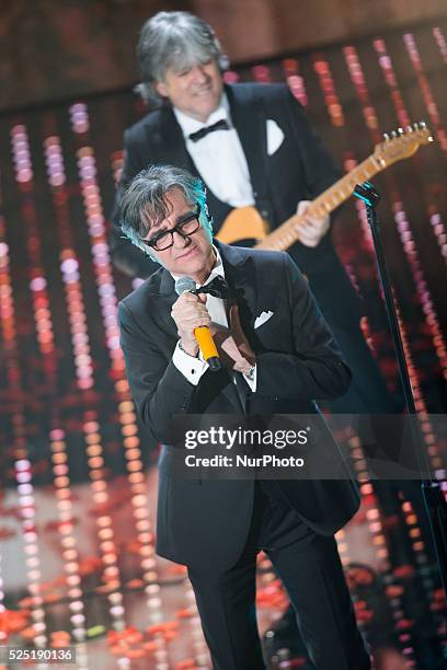 Italian Band Stadio attend the closing night of 66th Festival di Sanremo 2016 at Teatro Ariston on February 13, 2016 in Sanremo, Italy.