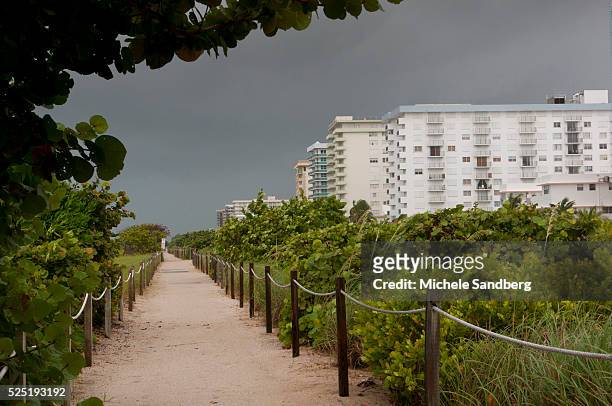August 26, 2012 Grey skies cover the beach during storm Isaac.