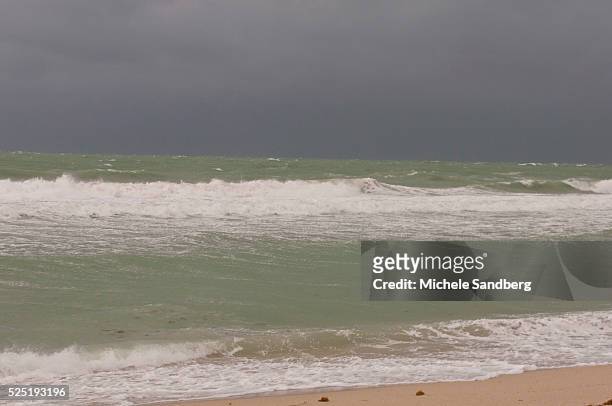 August 26, 2012 Grey Skies And Rough Waves At The Beach During Storm ISAAC