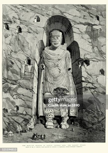 bildbanksillustrationer, clip art samt tecknat material och ikoner med buddhas of bamiyan - buddha