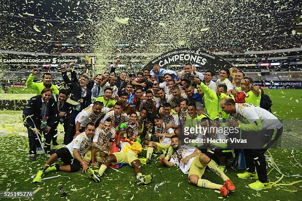 Players of America celebrate after winning the Final second leg match between America and Tigres UANL as part of the Concacaf Champions League 2016...