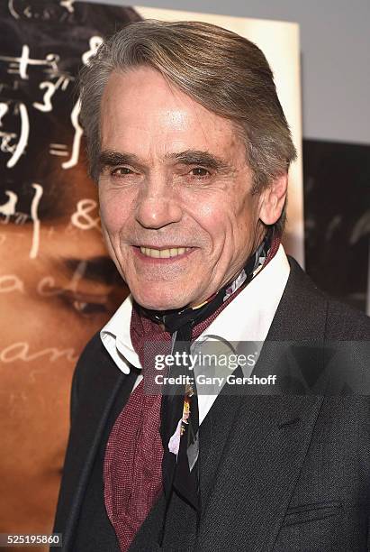 Actor Jeremy Irons attends "The Man Who Knew Infinity" New York screening at Chelsea Bow Tie Cinemas on April 27, 2016 in New York City.