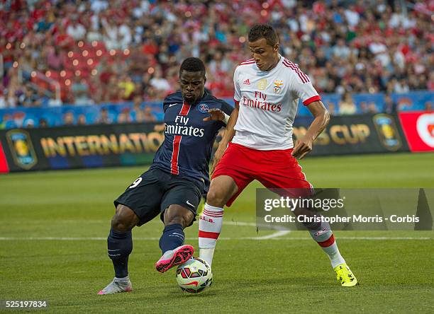 Paris St. Germain's Lima and SL Benfica's Serge Aurier in the International Champions Cup in Toronto.