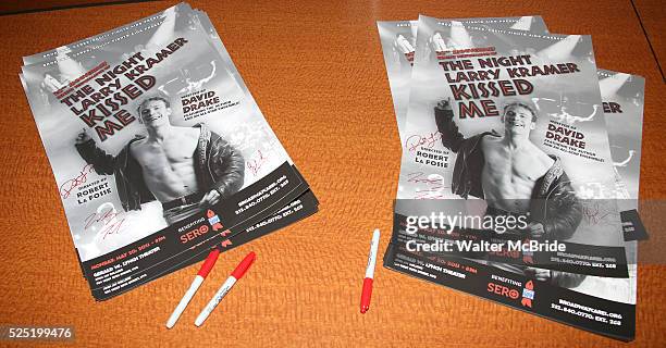 Posters at the Meet & Greet the cast of the Broadway Cares/Equity Fights Aids 20th Anniversary Benefit Performance of 'The Night Larry Kramer Kissed...